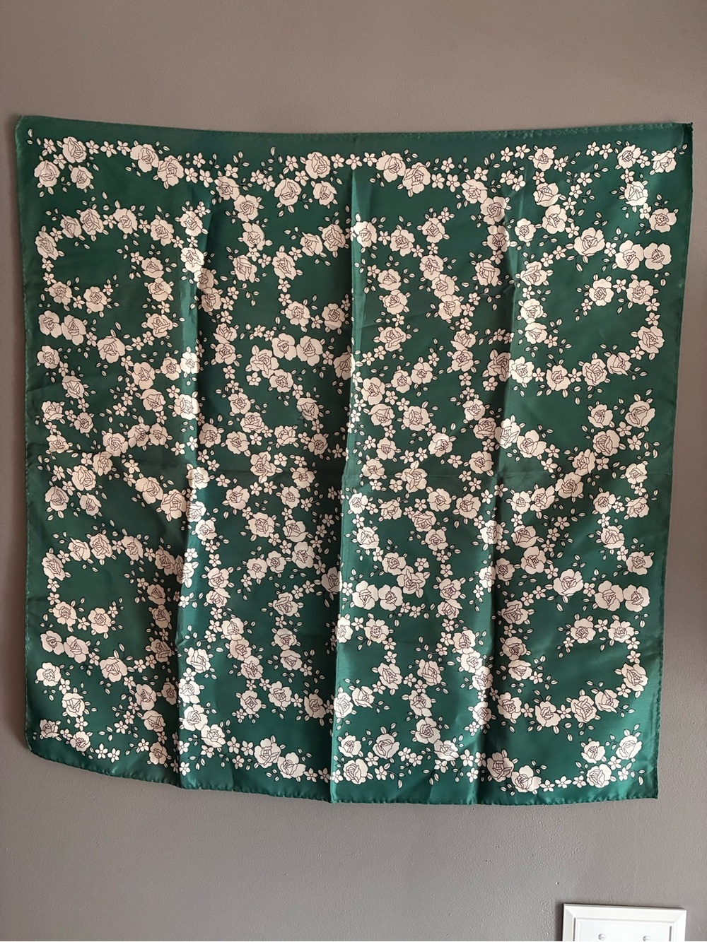Silky Teal Floral Square Scarf